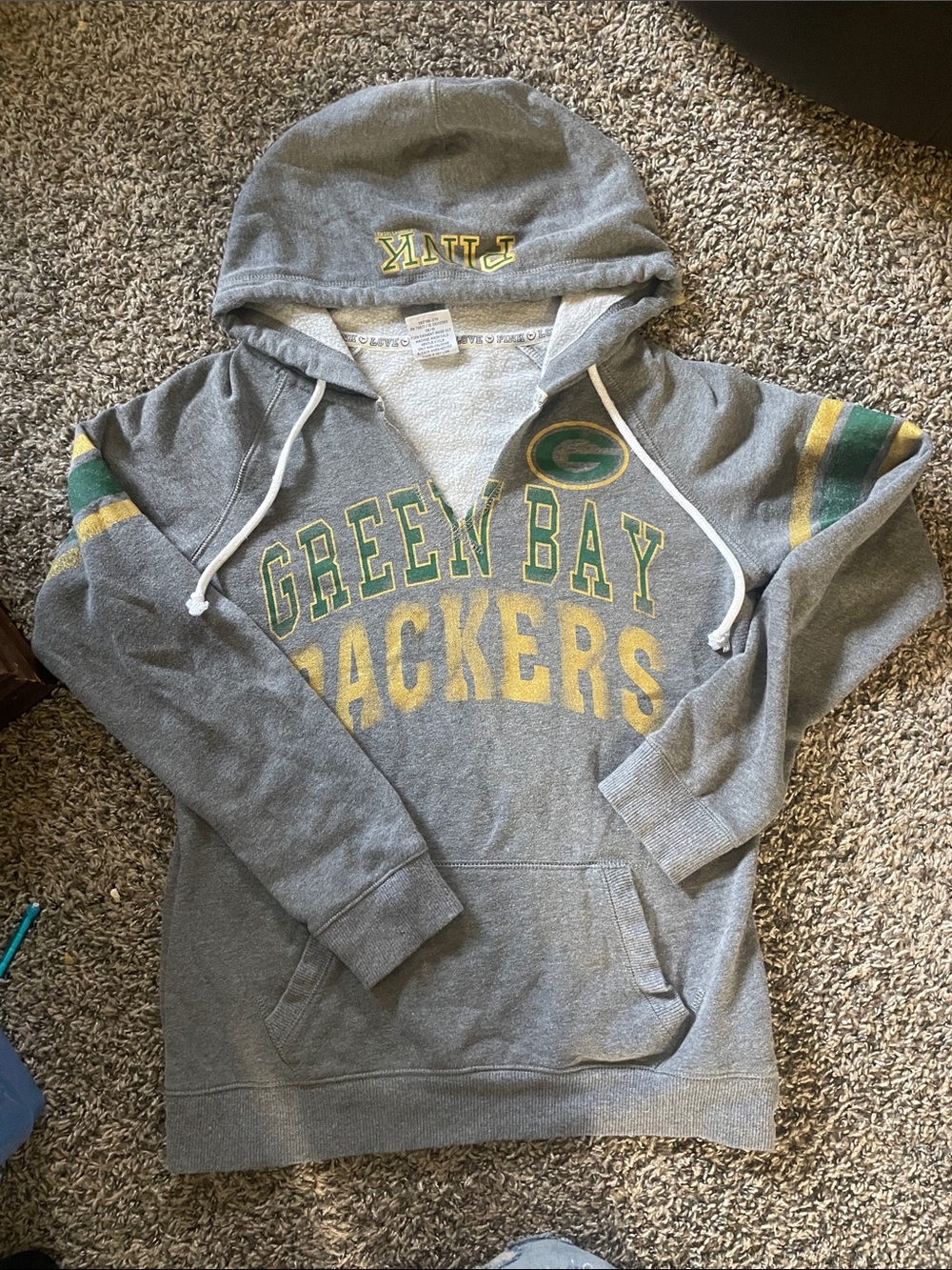 NFL PINK Victoria's Secret Gray Hooded Green Bay Packers Sweatshirt